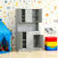 Grand garde-manger gris avec micro-ondes Stan
