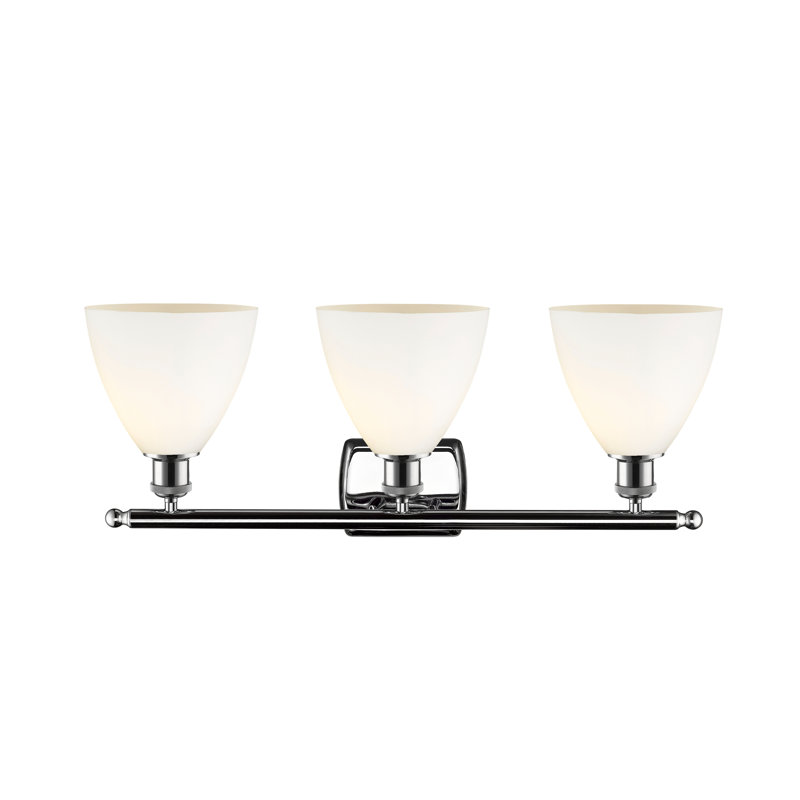 Éclairage pour meuble-lavabo 3 lumières Shauna, Blanc mat, Incandescente, Chrome poli