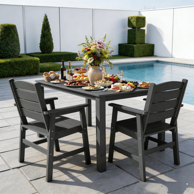 All Weather Outdoor 3 Pieces Patio Dining Sets With Umbrella Hole& Aluminum Frame For Outside Backyard/Porch/Deck, 1-Tables 2-Chairs