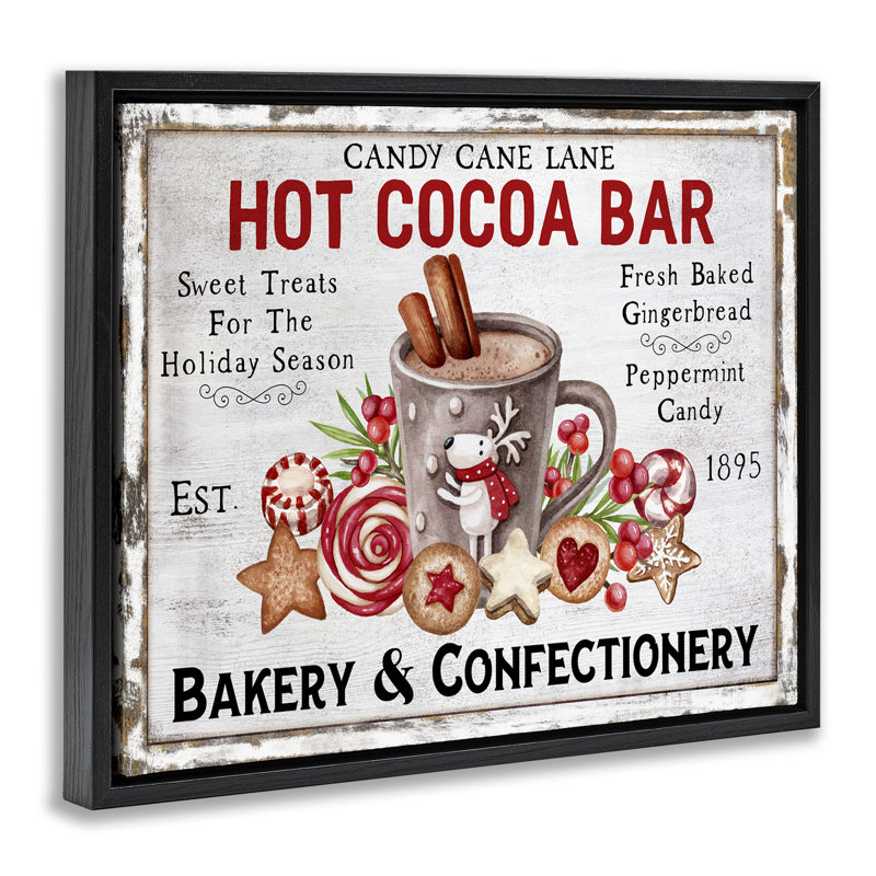 Art mural sur toile «Hot Cocoa Confectionery» par Creatif Belle, H 25 po x l 31 po, Cadre flottant noir de jais