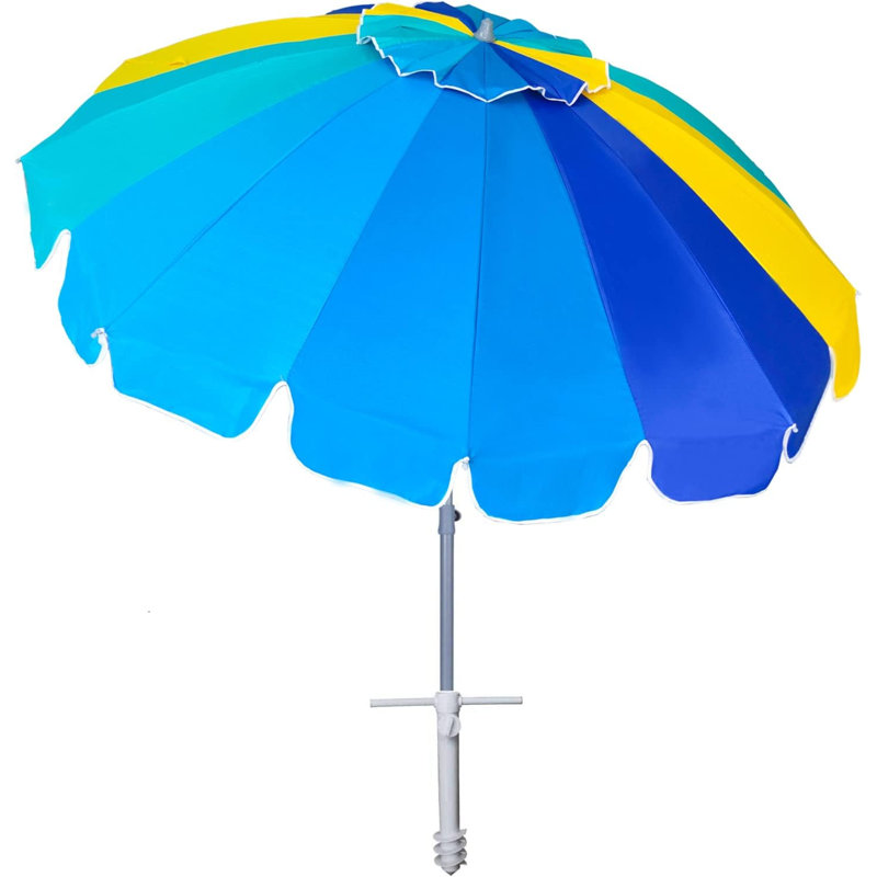 Parasol de plage très résistant 7,5 pi avec ancre de sable et abri de soleil inclinable, parasol extérieur avec protection UV 50+ avec sac de transport pour patio, piscine, jardin, cour, arc-en-ciel