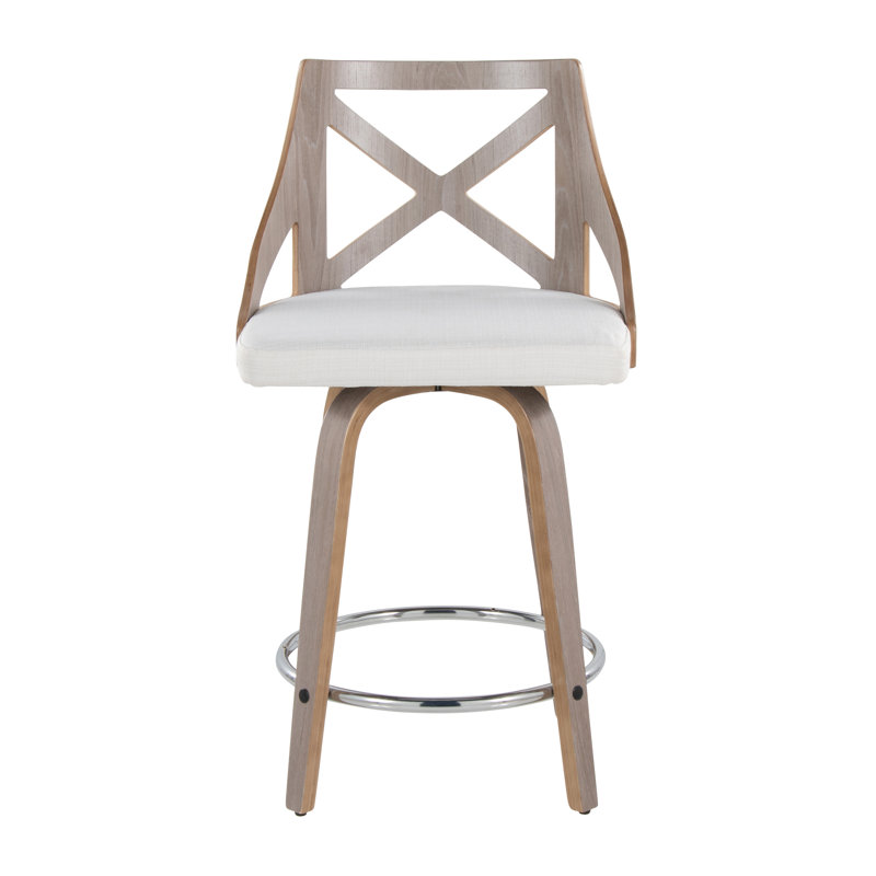 Swivel Upholstered Counter Stool, Cream