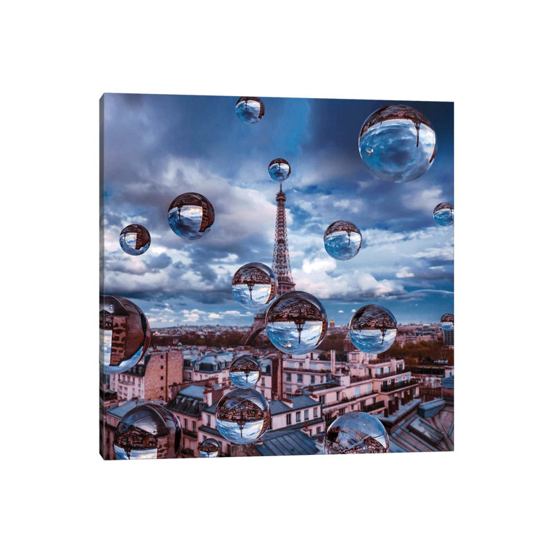 Reproduction d’art, "Paris inspiration" par Hobopeeba, H 18 po x l 18 po x 1,5 po, Toile tendue, Pas de tapis