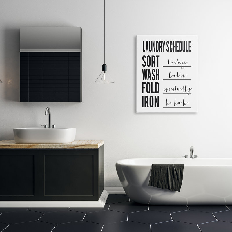 Blanchisserie, programme de lessive, tri, aujourd'hui, lavage plus tard, phrases amusantes, Toile tendue, H 40 po x l 30 po