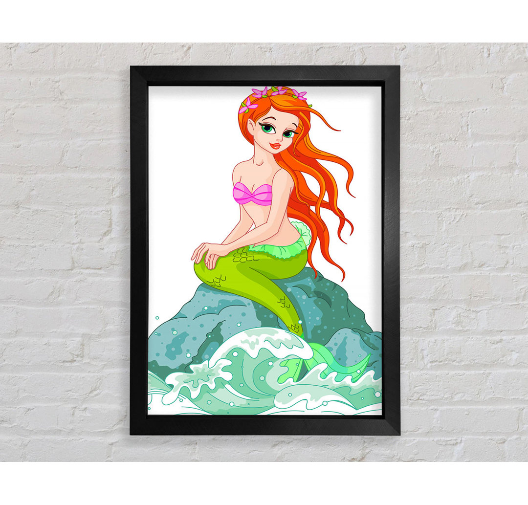 Mermaid Splash Gerahmter Druck Wandkunst