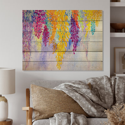Composition de fleurs colorées V - peinture sur bois sans cadre