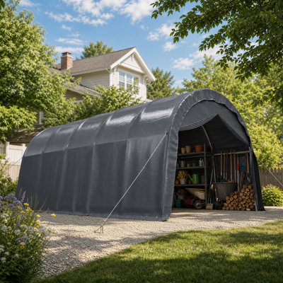 JAXILYN 13x20 FT Arch Carport with Heavy-Duty Galvanized Steel Frame and 180G PE Waterproof UV-Protective Cover for Cars, SUVs, Trucks, and Boats