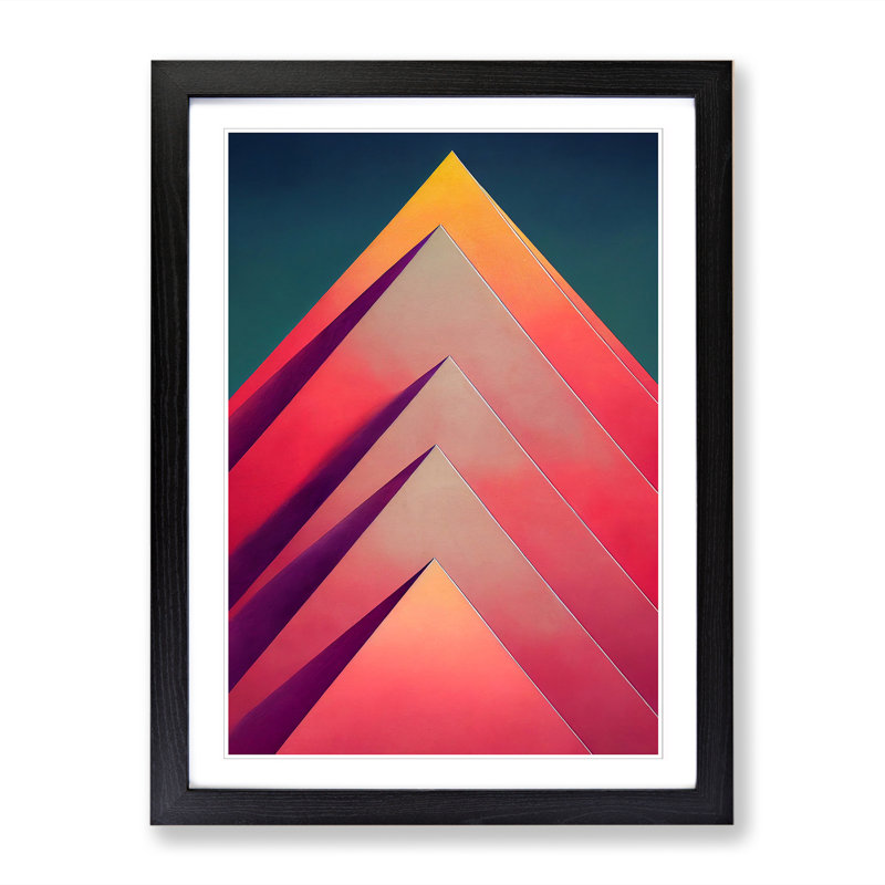Pyramids Abstract Vol.2 - Single Picture Frame Print, 64cm H x 46cm W x 2cm D, Walnut