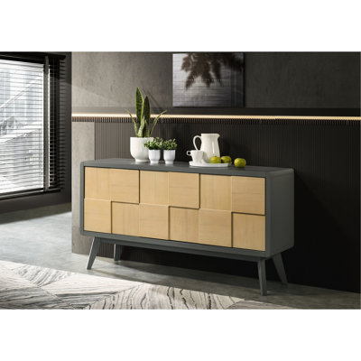 Gray & Natural Finish Server - Functional For Organizing Space And With Ash Veneer Stylish