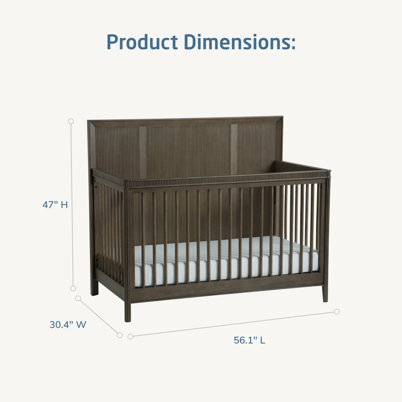 Reid 6 -in-1 Convertible Crib, Greige Wash