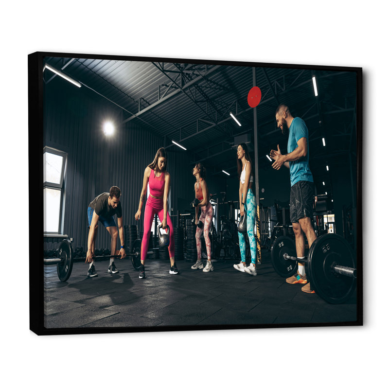 " Bodybuilding Indoor Group Training ", Black Floater Framed, 12" H x 20" W