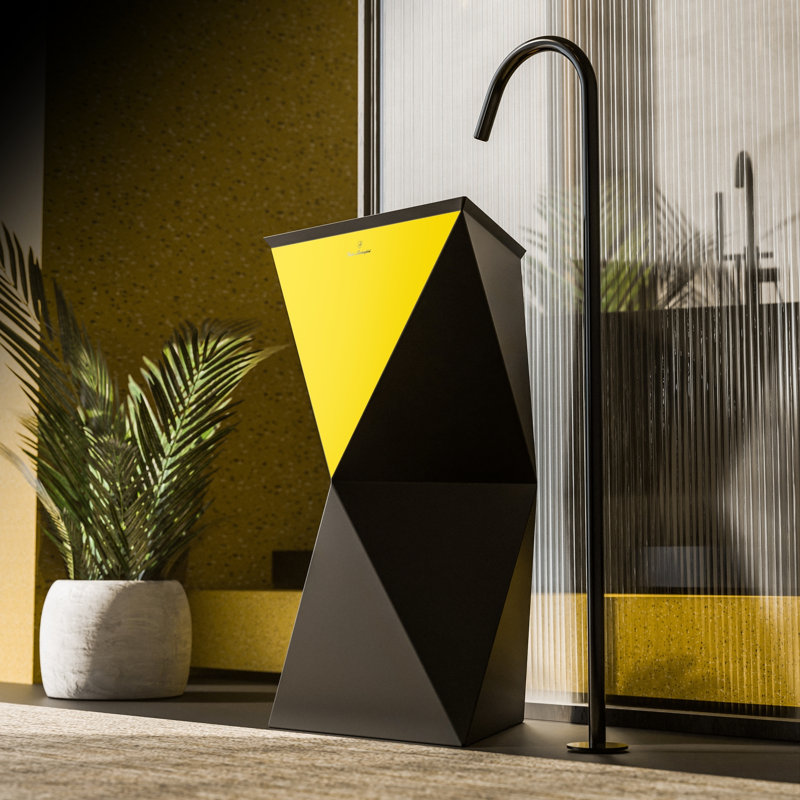 Rayna by Tonino Lamborghini Freestanding Sink, Black Mat / Rosa Sahara