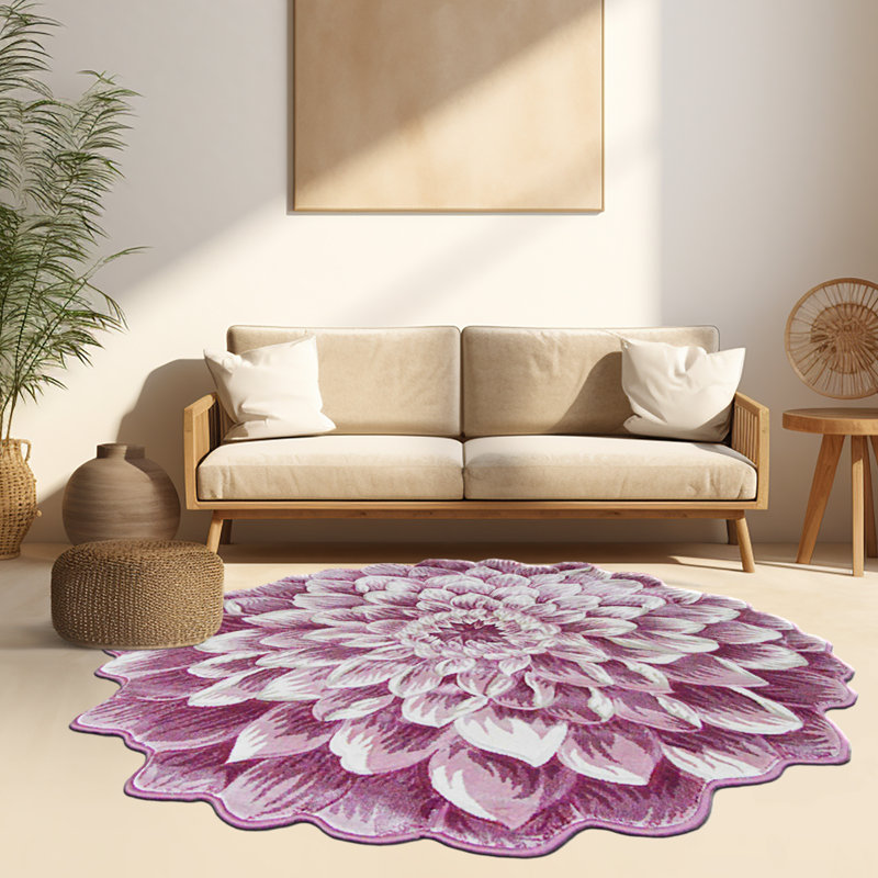 Tapis rose à motif de fleurs Ayalur, Nouveauté 6 pi 6 po
