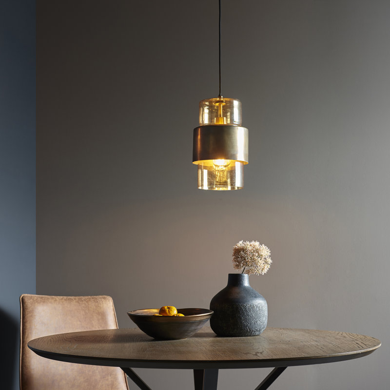 Alzahraa 1 - Light Cylinder Pendant, Champagne, Brass Patina