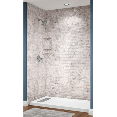 Système de douche en alcôve en acrylique LimeStone Subway Tile l 60 po x P 34 po x H 96 po