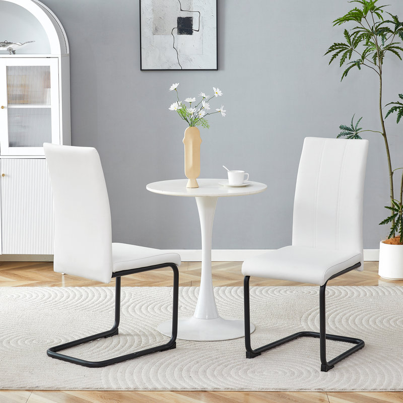 Chaise en porte-à-faux rembourrée en similicuir Modern, Blanc, Noir
