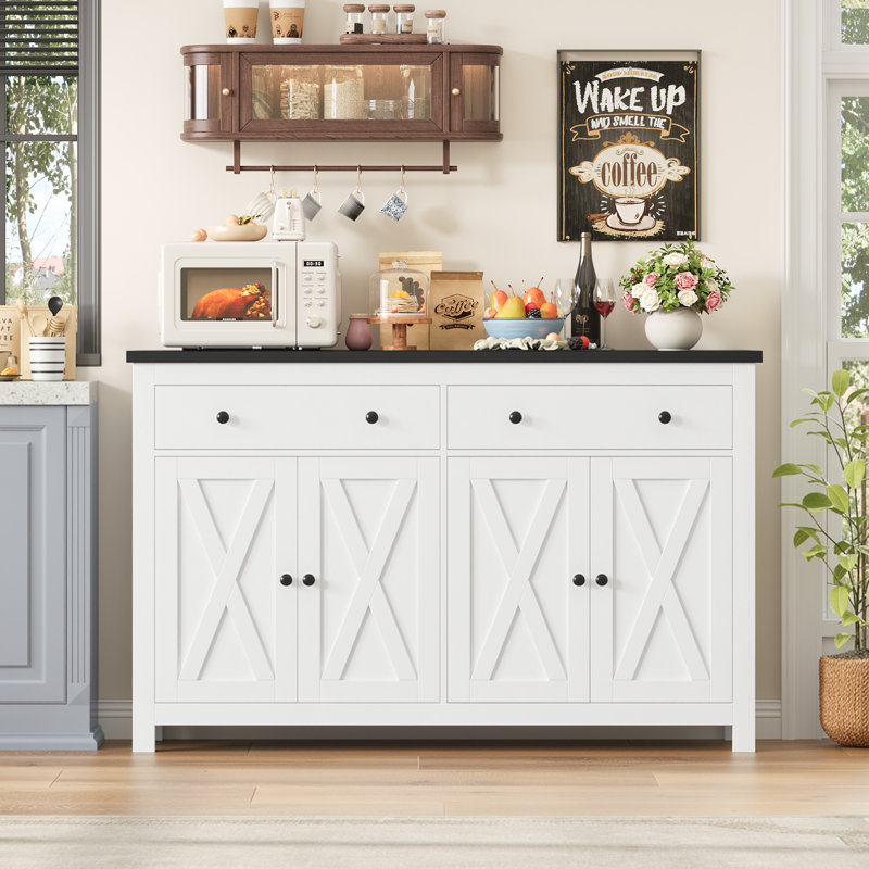 55.1'' Sideboard, White/Black