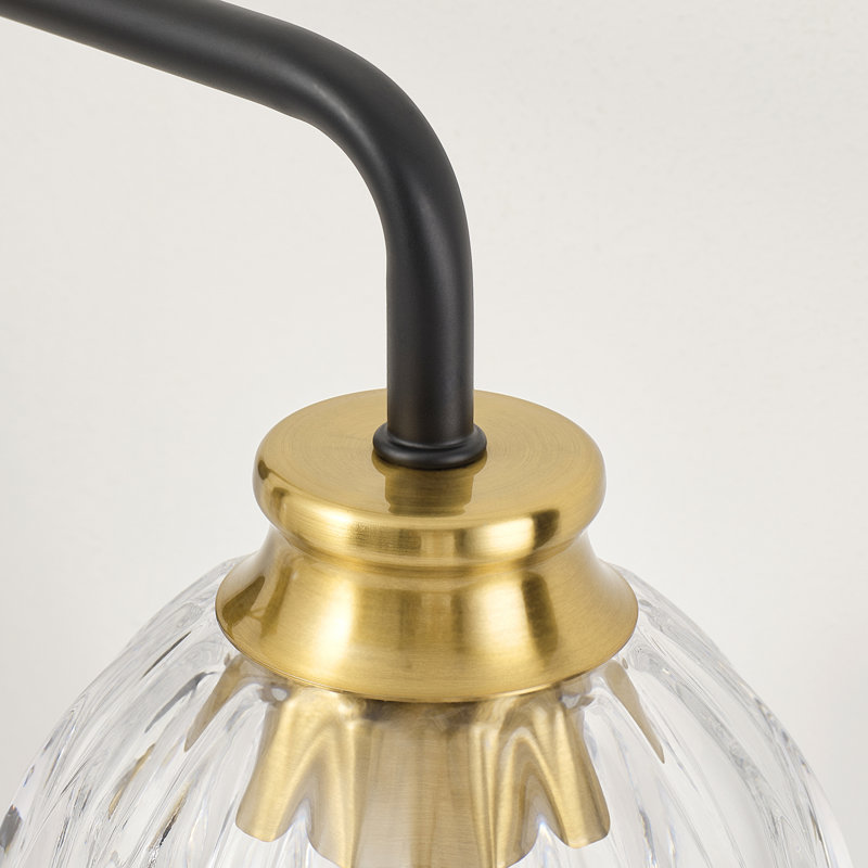 3 - Light Dimmable Vanity Light With Tulip Glass Shade, Matte Black/Gold