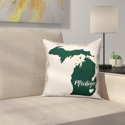 Michigan Pride Square Throw Pillow