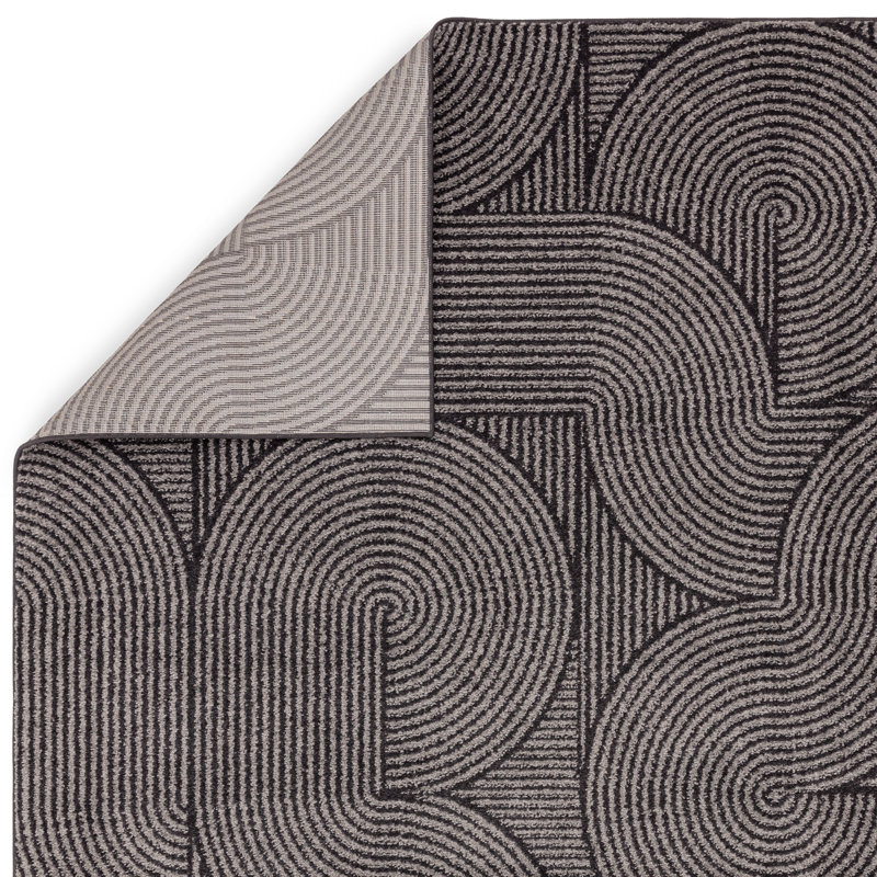 Bradshaw Charcoal Geometric Area Rug, Rectangle 200 x 290cm