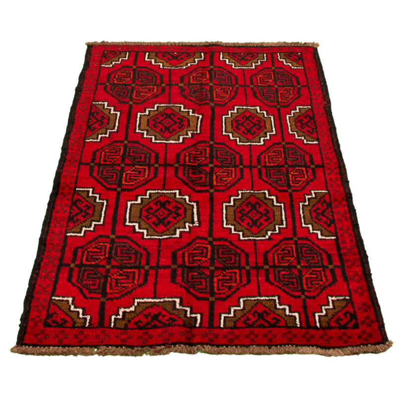 Tapis rouge en laine noué à la main
