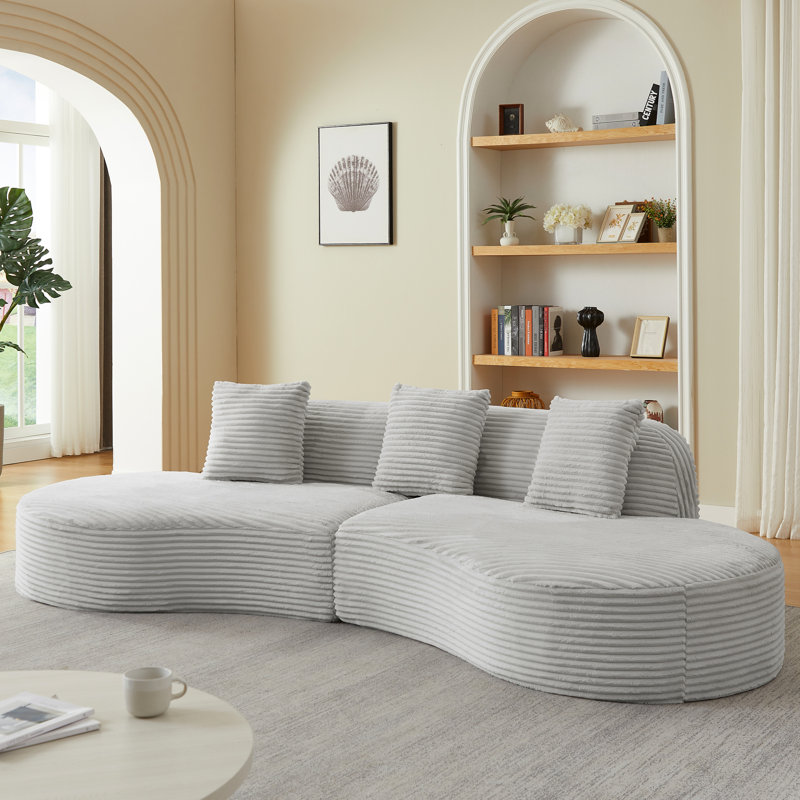 Canapé modulaire rembourré en velours côtelé 4 pièces Sunny, Light Gray