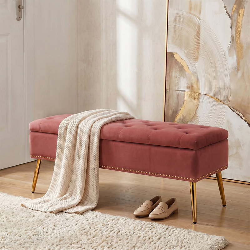 Banc de rangement rembourré en velours Kajana, Palissandre