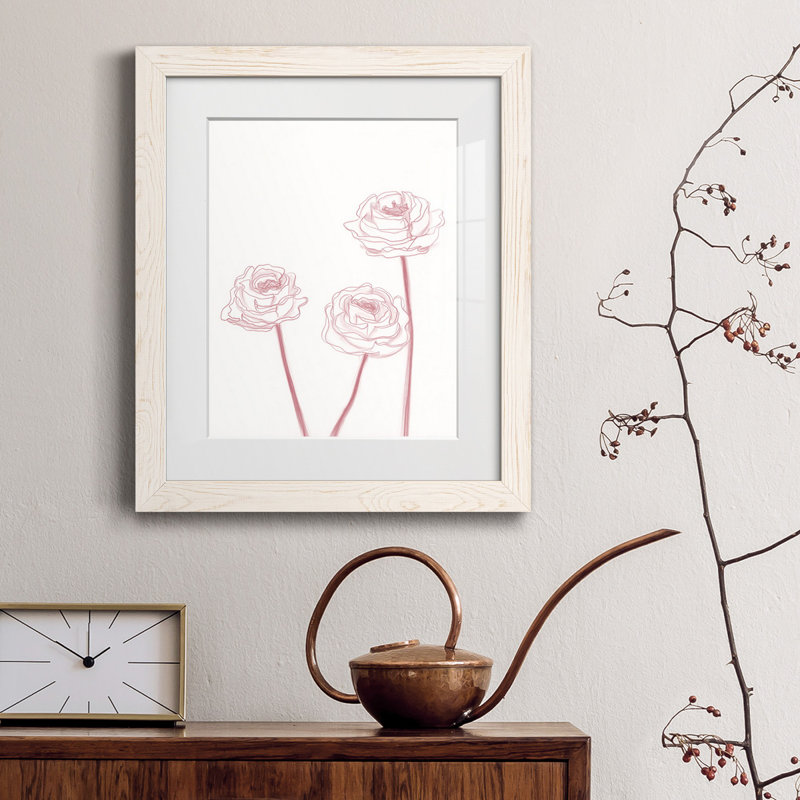 Peony Blooms - Reproduction de cadre photo sur papier, Papier encadré blanc, H 20 po x l 17 po x P 1,5 po