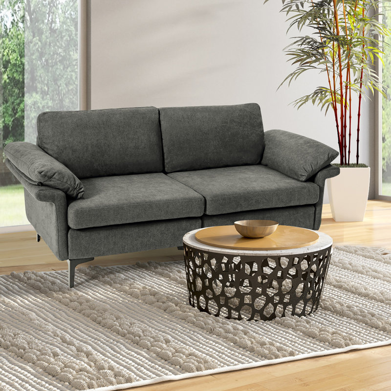 Jadaan Upholstered 72.5'' Sofa, Gray Linen Fabric