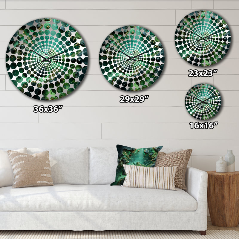 Horloge murale abstraite en cristal Green Crystal Geode Fusion, Médium