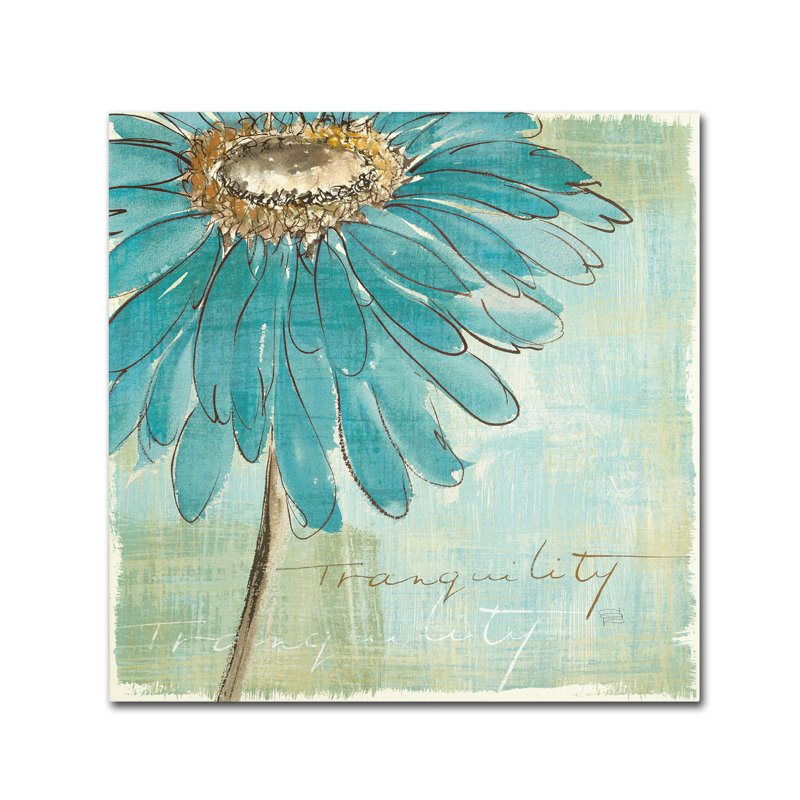 « spa marguerites iii », bleu de toile encadrée, H 24 po x l 24 po x P 2 po
