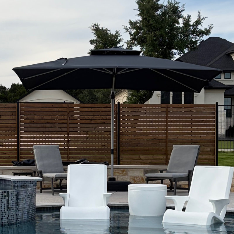 132" x 108'' Rectangle Cantilever Umbrella With Wheeled Base,Gray, 104.4" H x 108" W x 132" D, Gray
