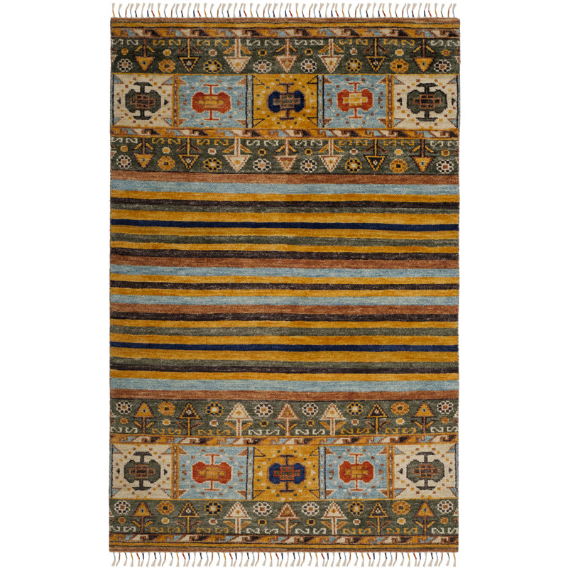 Tapis orange en laine / viscose / coton noué à la main de style sud-ouest Nomad, Rectangle 9 pi x 12 pi