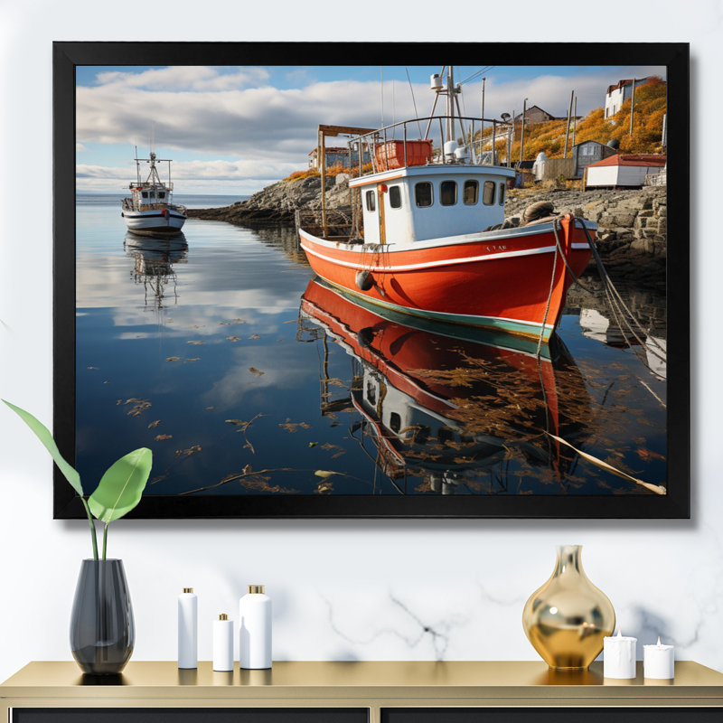 Canada maritime charme sur toile, H 30 po x l 40 po x P 1,5 po, Cadre photo noir