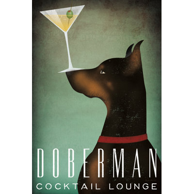 Doberman Martini by Ryan Fowler - Wrapped Canvas Art Prints