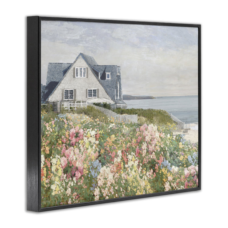 Giclée encadrée Coastal Cottage Meadow, design par Amber Sterling, H 11 po x l 14 po, Giclée encadrée noir minuit