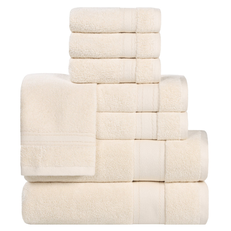 Coton absorbant doux Belmont, Ivoire ivoire, Ensemble de serviettes 8 pièces