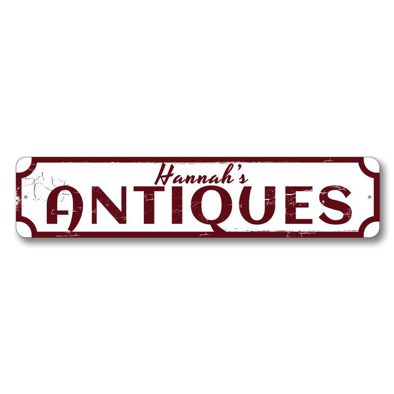 Plaque en aluminium Antiques, H 6 po x l 24 po x P 0,06 po