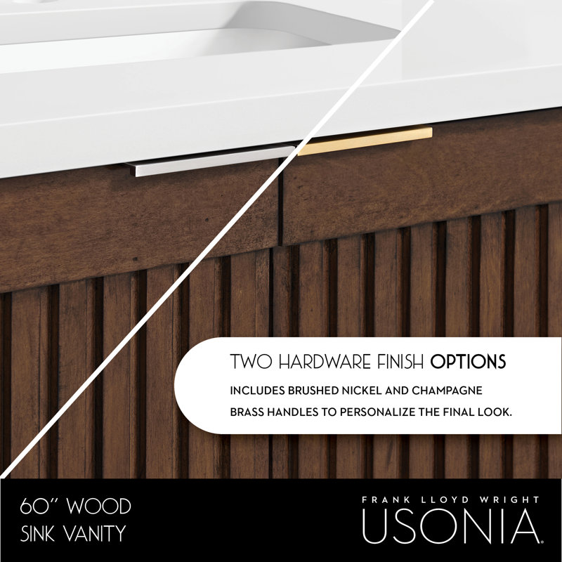 Through Lines 60" Double Bathroom Vanity, Brown