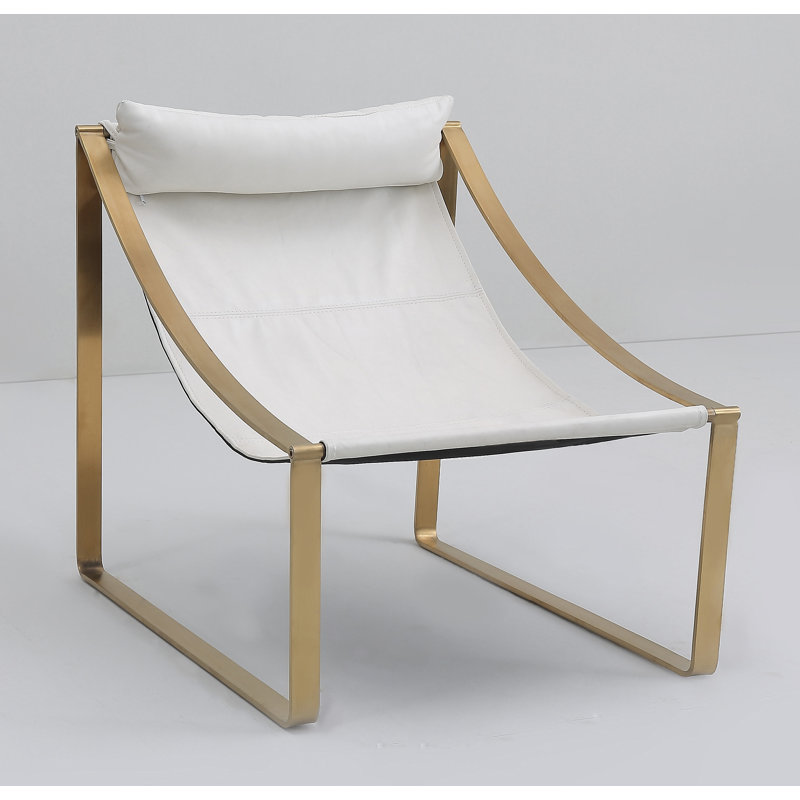 Méridienne Whitehouse, Cuir véritable blanc ivoire
