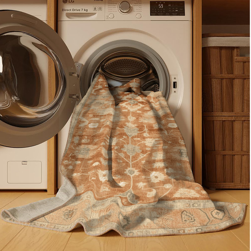 Tapis brun lavable à la machine, Carré 6 pi