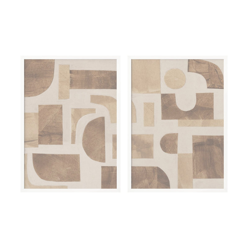 Ensemble de deux textures encadrées "Casse-têtes", Blanc, H 14 po x l 20 po