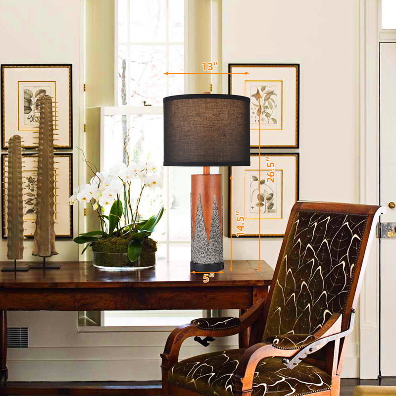 Jaasir 27‘’ Tall Antique Table Lamps with USB and LED Bulbs (Set of 2)