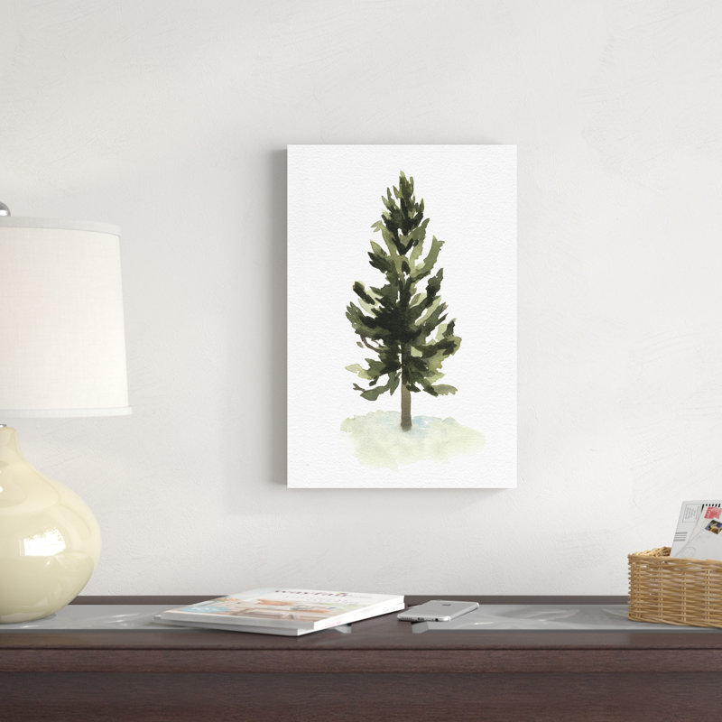 «Watercolor Pine I» par Emma Caroline - peinture sur toile tendue, H 18 po x l 12 po