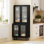 Armoire de cuisine avec portes cannelées translucides et tablette réglable