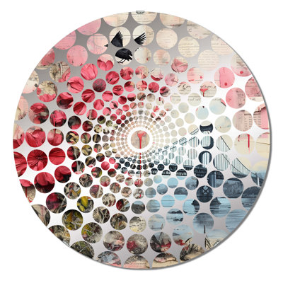 Golden Gate San Francisco Retro Pink Collage II - Concentric Circles Decorative Mirror
