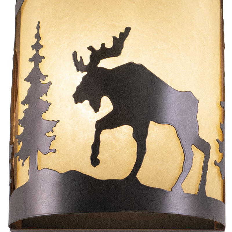 Homar 1 - Light Dimmable Cabin Lodge Flush Mount Wall Light, Moose