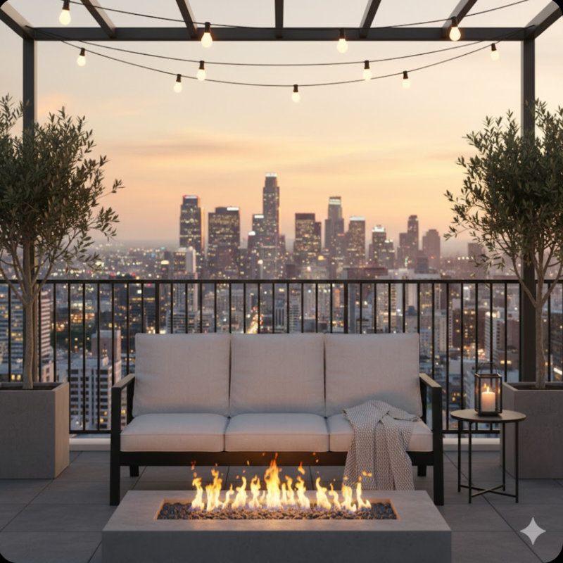 Canapé de patio 75 po 3 places en aluminium toutes saisons avec coussins épais gris clair et structure noire, Gris