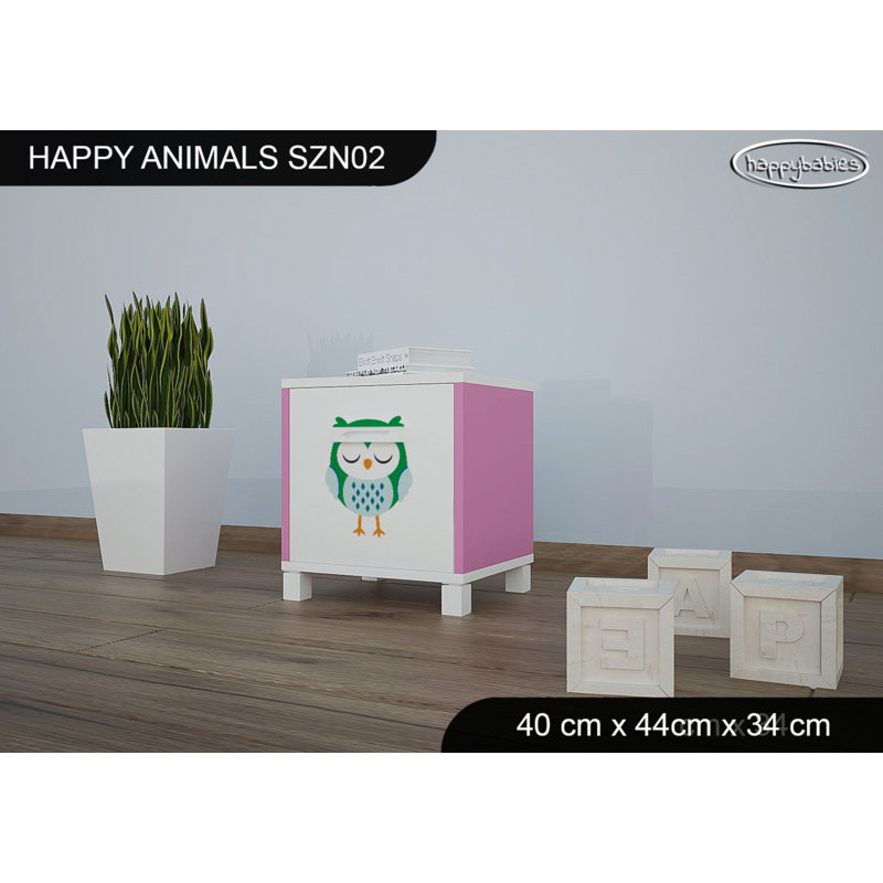 Nightstand, White/Pink