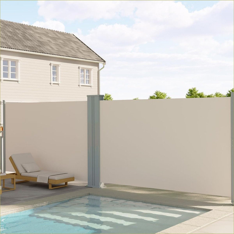 71''x236'' Retractable Double Side Awning for Patio, Water & UV Resistant Retractable Privacy Screen, Outdoor Retractable Folding Privacy Screen Divider for Garden, Backyard, Balcony